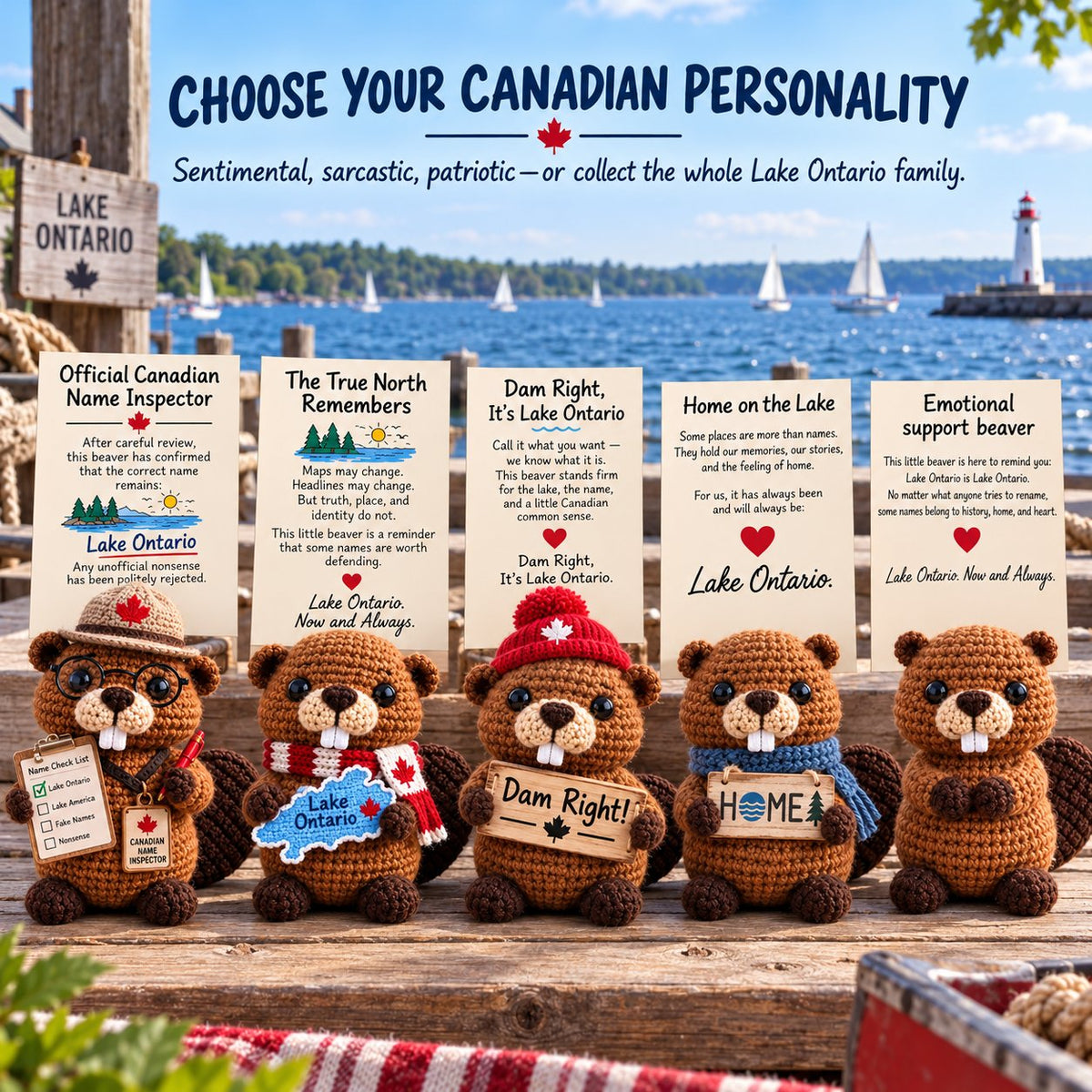 🦫 Lake Ontario Emotional Support Beaver | Canadian Crochet Keepsake with Message Card