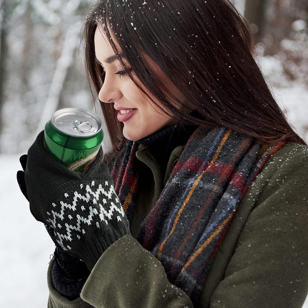 Winter Knit Beer Bottle Gloves｜Striped Drink Cooler Sleeve