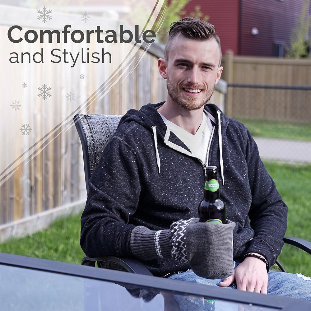 Winter Knit Beer Bottle Gloves｜Striped Drink Cooler Sleeve