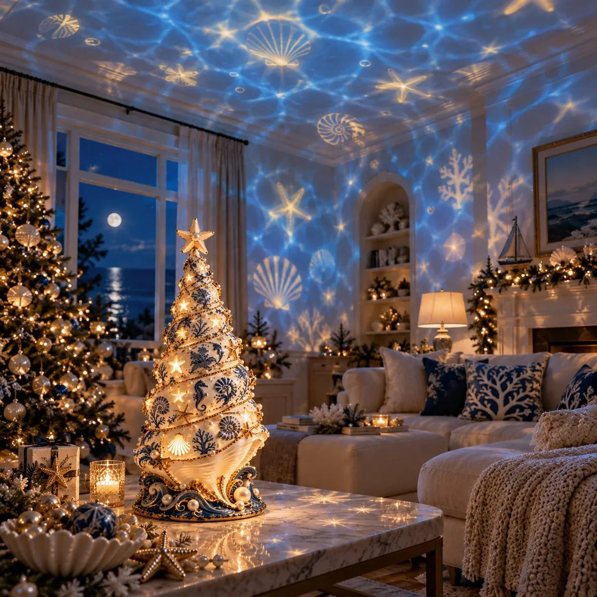⏳ Last Day 49% OFF – 🌊 Coastal Christmas Seashell Tree Projection Lamp | Warm Glow & Ocean-Inspired Holiday Projection ✨