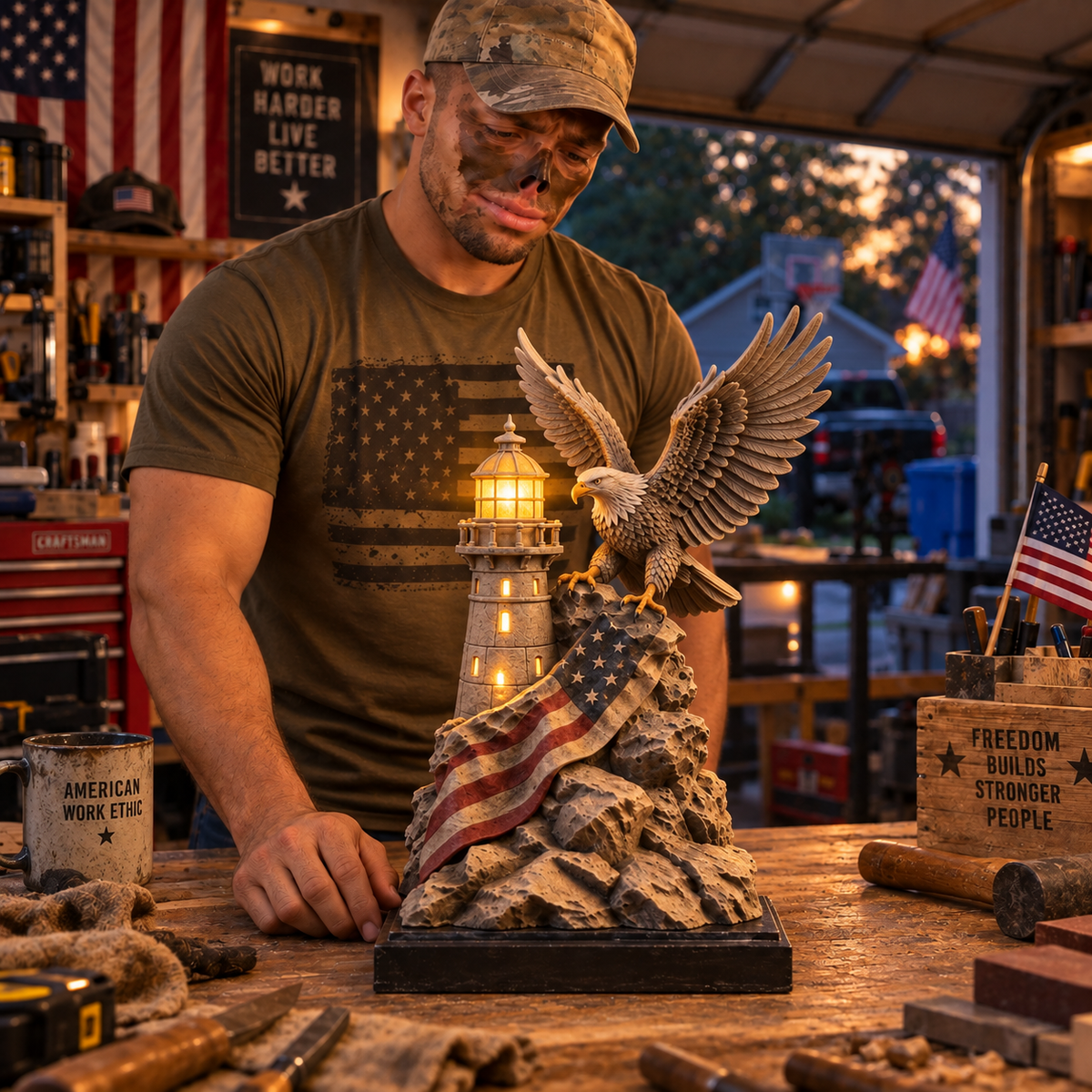 🦅🇺🇸 Liberty Lighthouse™ – Lighted American Eagle Decor