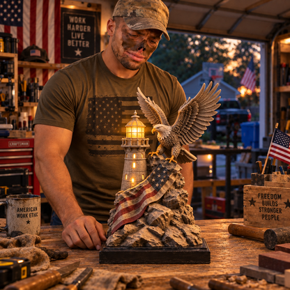 🦅🇺🇸 Liberty Lighthouse™ – Lighted American Eagle Decor