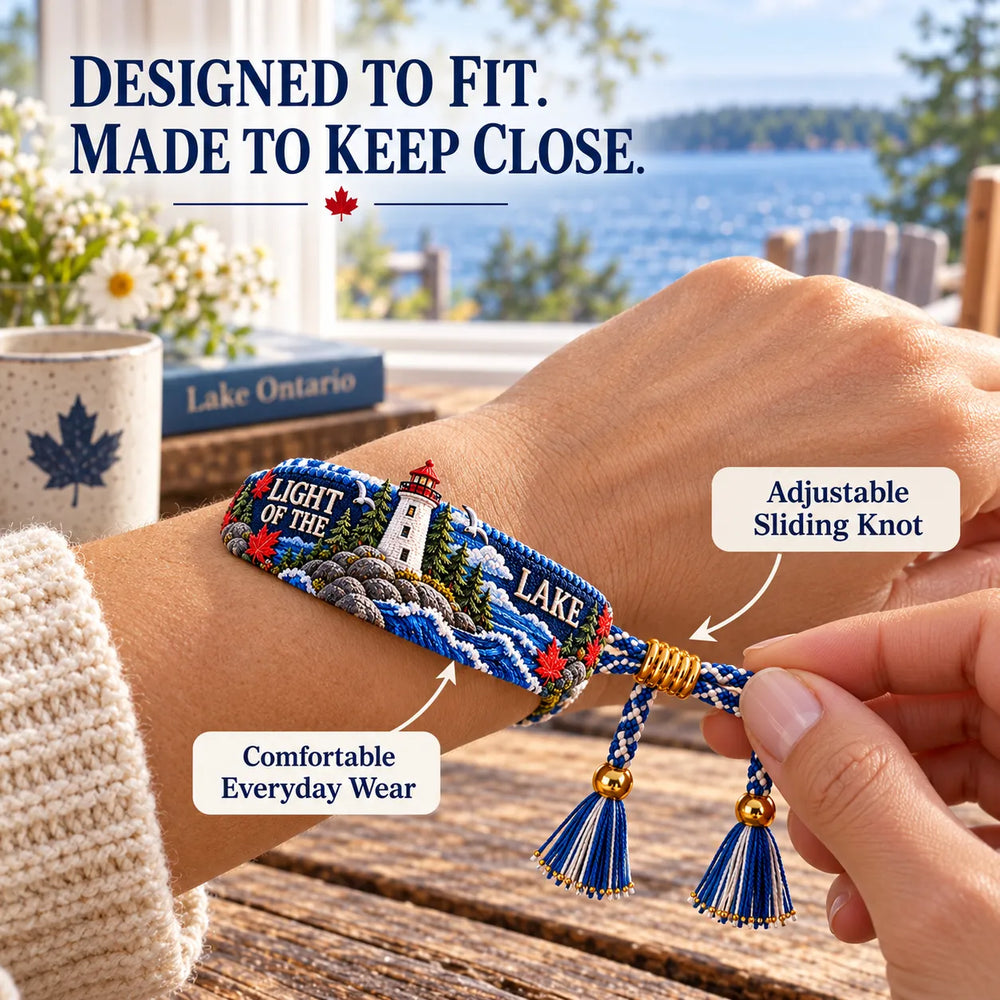 Lake Ontario bracelet on wrist showing adjustable sliding closure
