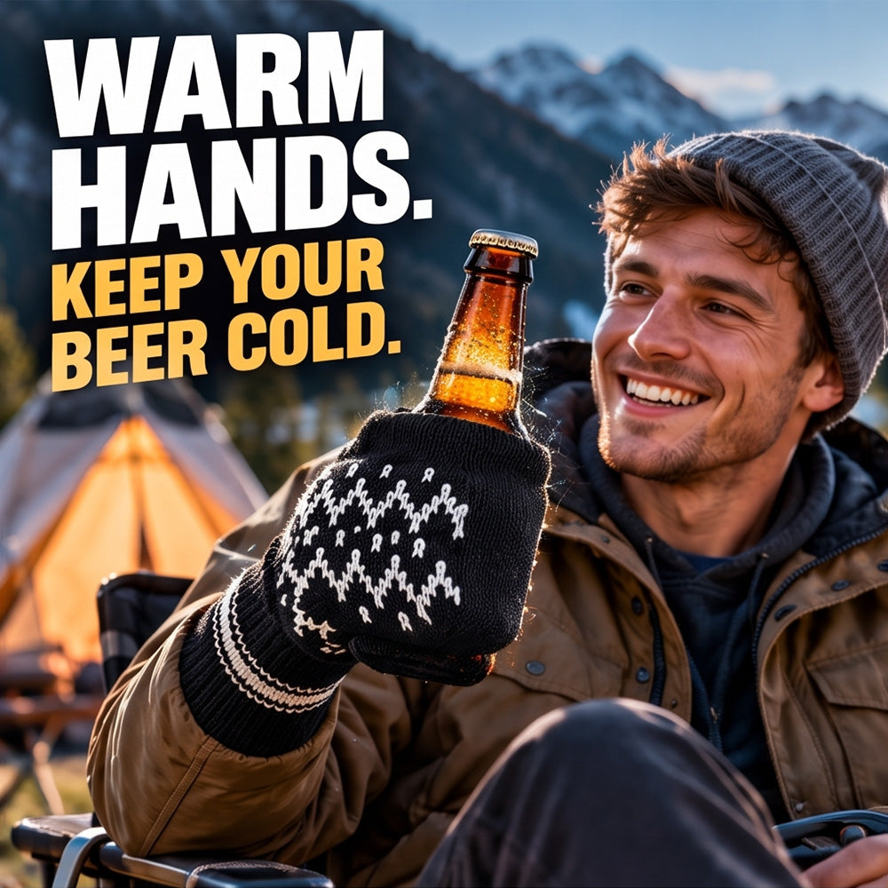 Winter Knit Beer Bottle Gloves｜Striped Drink Cooler Sleeve