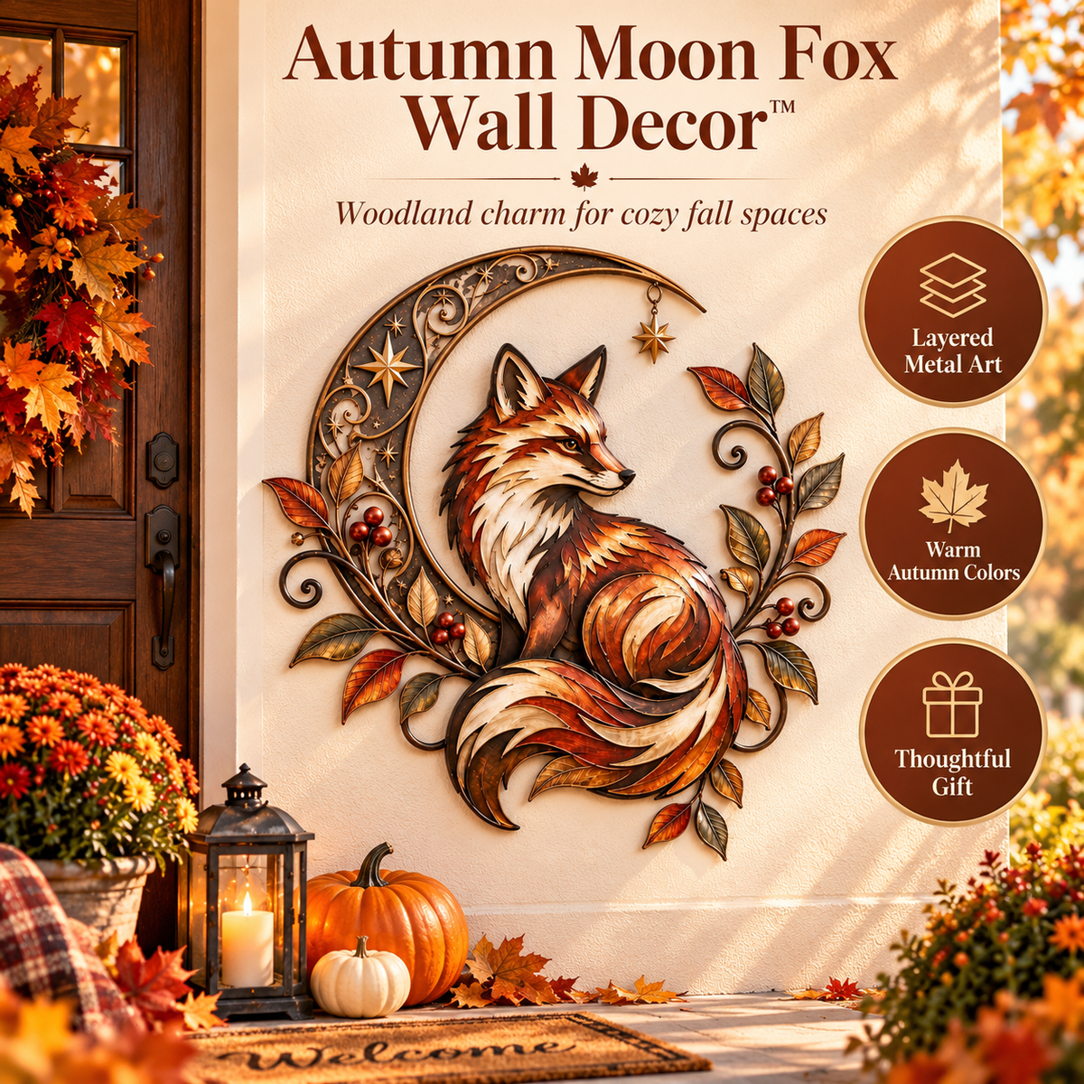 🍁 🦊 🦌 Autumn Woodland Metal Wall Decor Collection