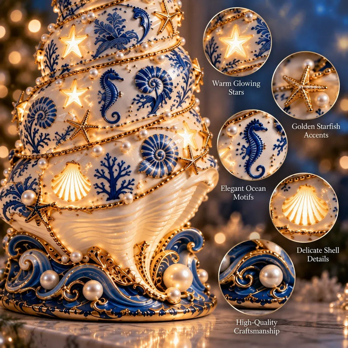 ⏳ Last Day 49% OFF – 🌊 Coastal Christmas Seashell Tree Projection Lamp | Warm Glow & Ocean-Inspired Holiday Projection ✨