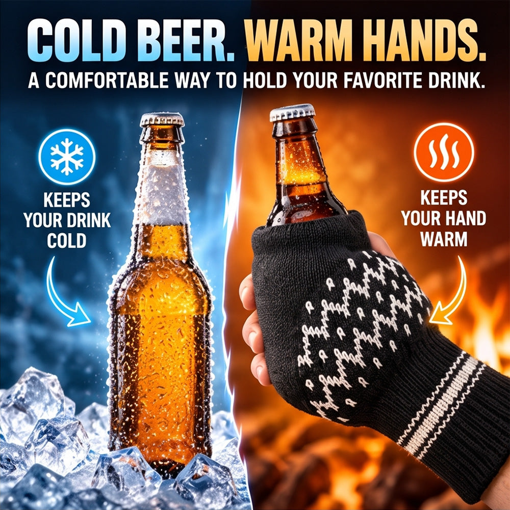 Winter Knit Beer Bottle Gloves｜Striped Drink Cooler Sleeve