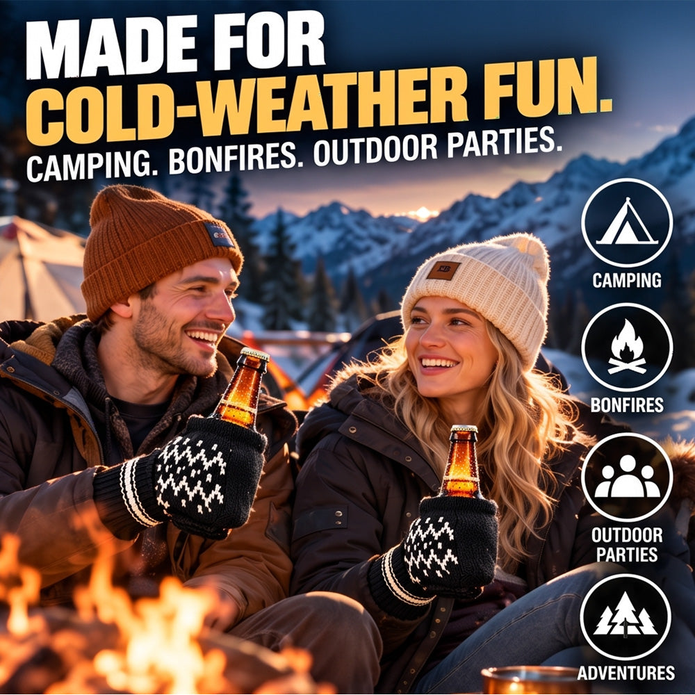 Winter Knit Beer Bottle Gloves｜Striped Drink Cooler Sleeve