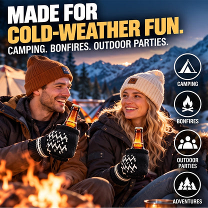 Winter Knit Beer Bottle Gloves｜Striped Drink Cooler Sleeve