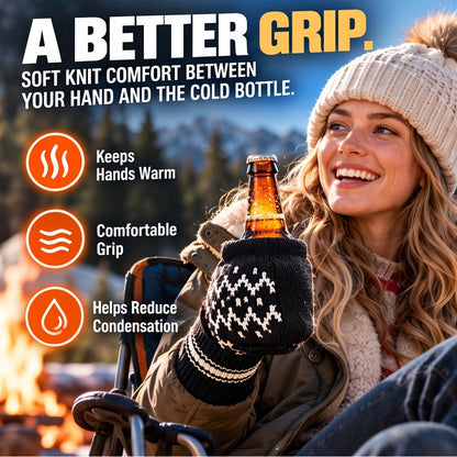 Winter Knit Beer Bottle Gloves｜Striped Drink Cooler Sleeve