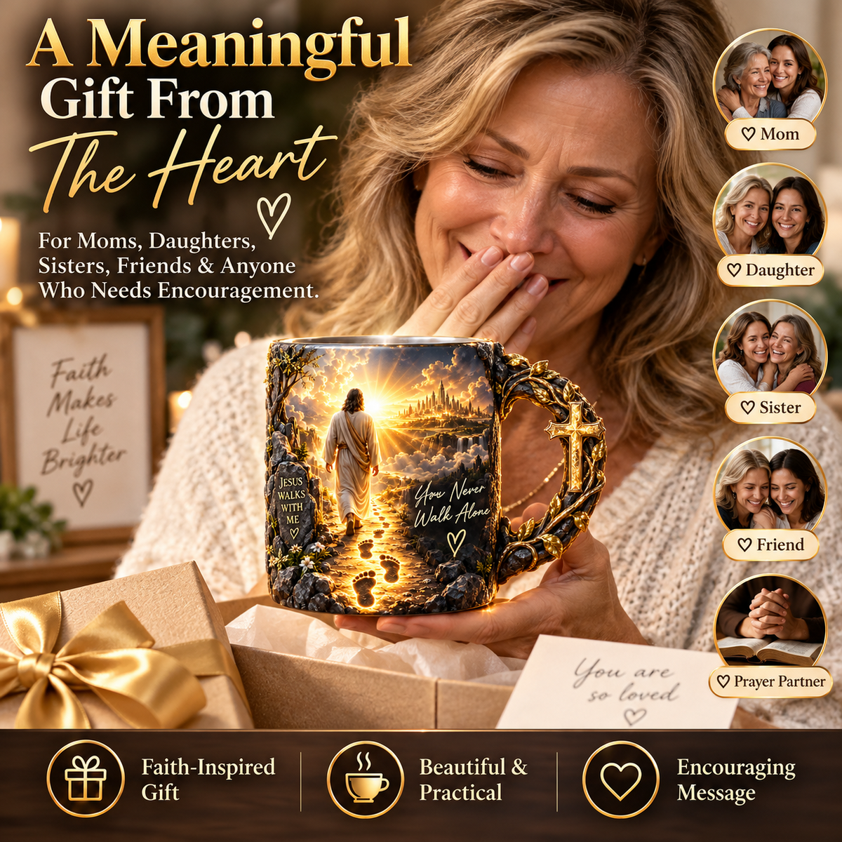 🔥 LAST DAY 49% OFF🔥✝️ Jesus Walks With Me™ – Heat-Reveal Faith Mug | You Are Never Alone