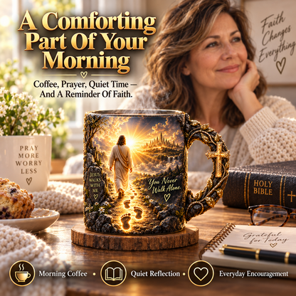 🔥 LAST DAY 49% OFF🔥✝️ Jesus Walks With Me™ – Heat-Reveal Faith Mug | You Are Never Alone