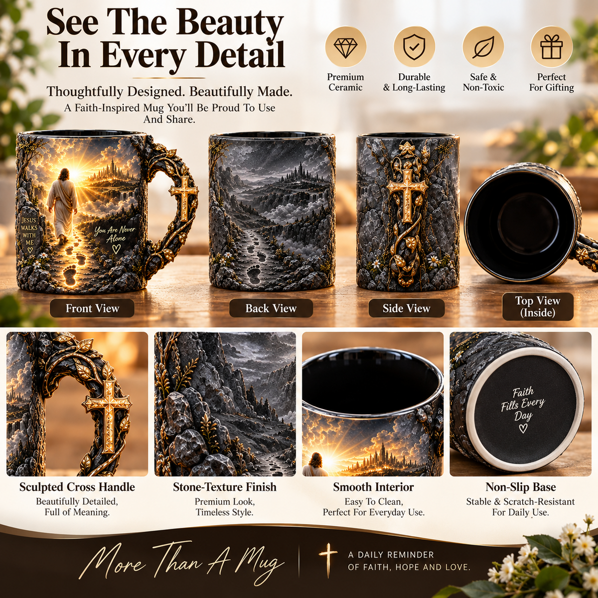 🔥 LAST DAY 49% OFF🔥✝️ Jesus Walks With Me™ – Heat-Reveal Faith Mug | You Are Never Alone