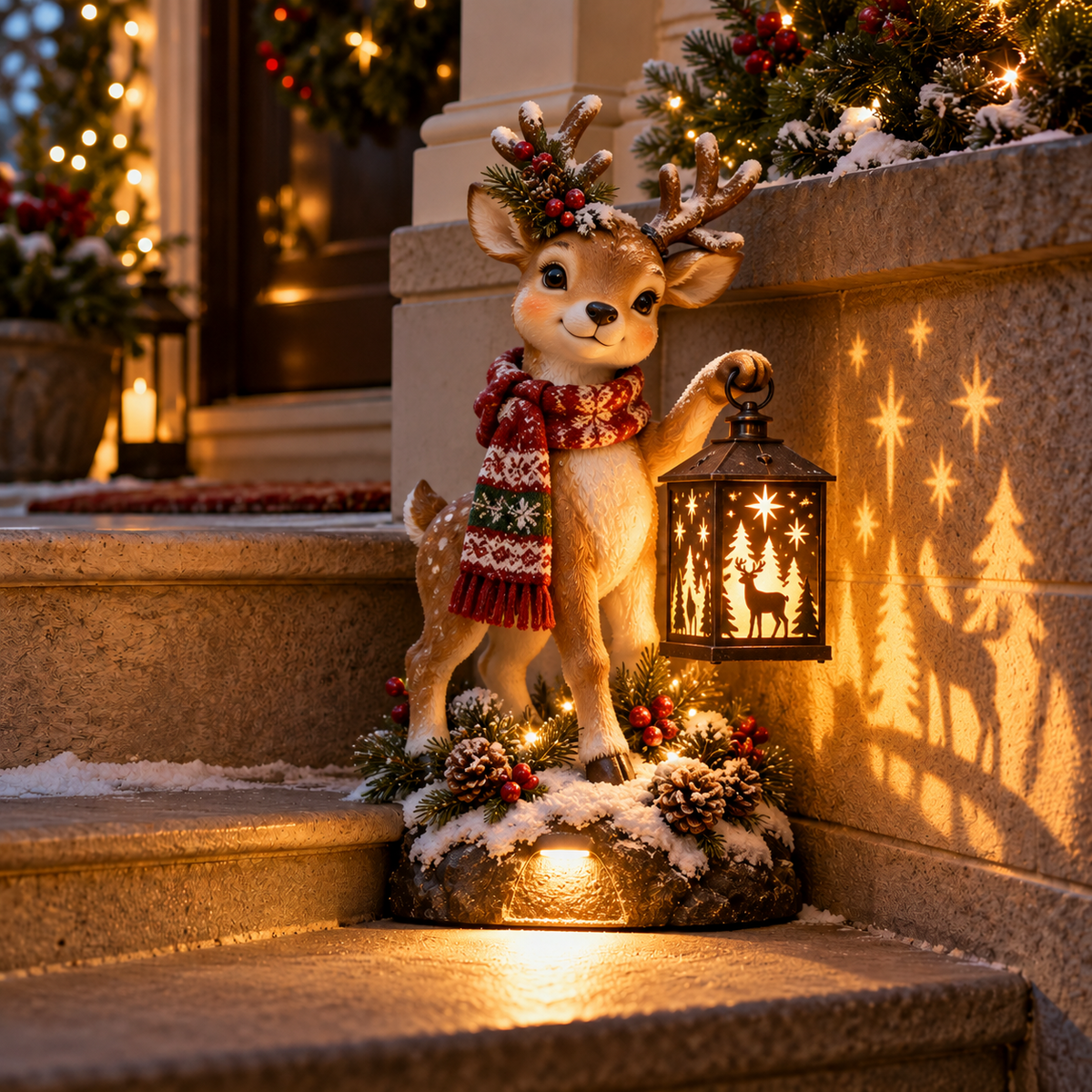 ⛄✨ Snowman Nativity Glow™ – Solar Christmas Step Light with Holy Family Projection 🎄✝️