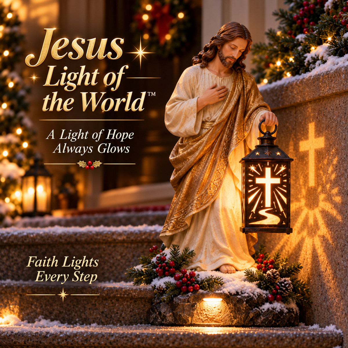 ✝️49% OFFJesus Guiding Light Collection™ – Lighted Christian Christmas Lantern Decor