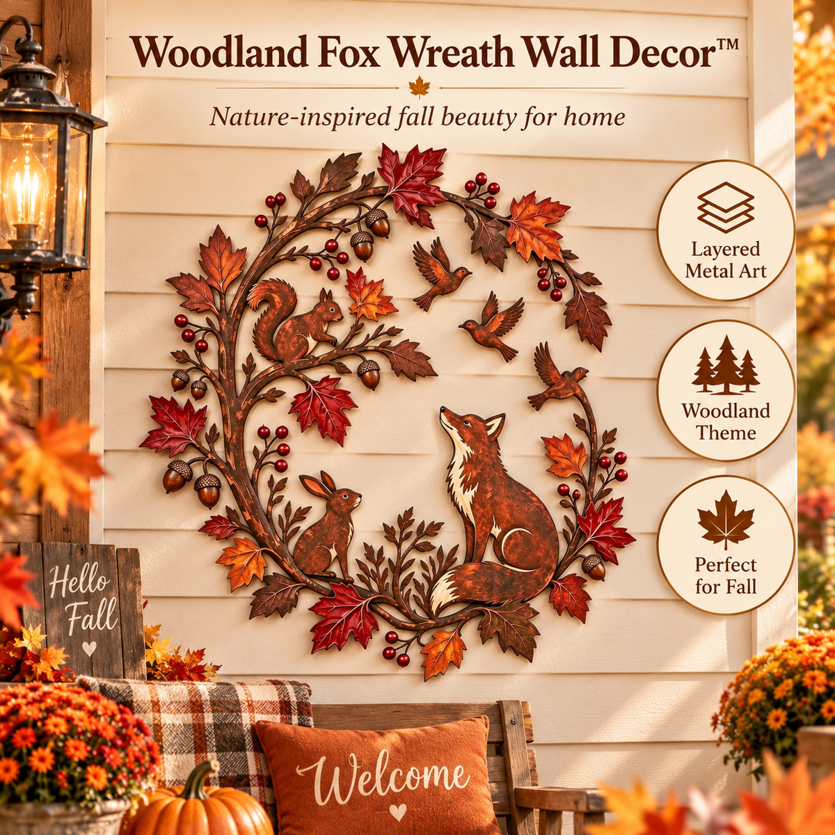 🍁 🦊 🦌 Autumn Woodland Metal Wall Decor Collection