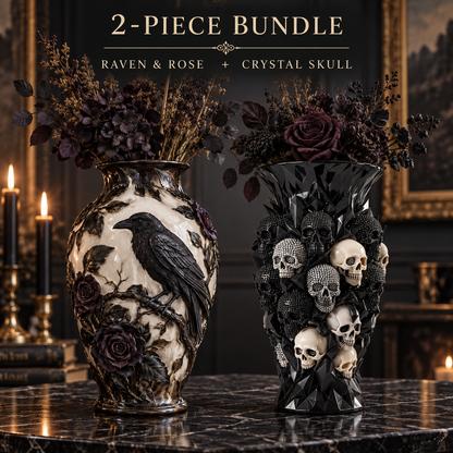 🖤 A Statement Piece Even Without Flowers—Discover the Skull & Raven Vase Collection