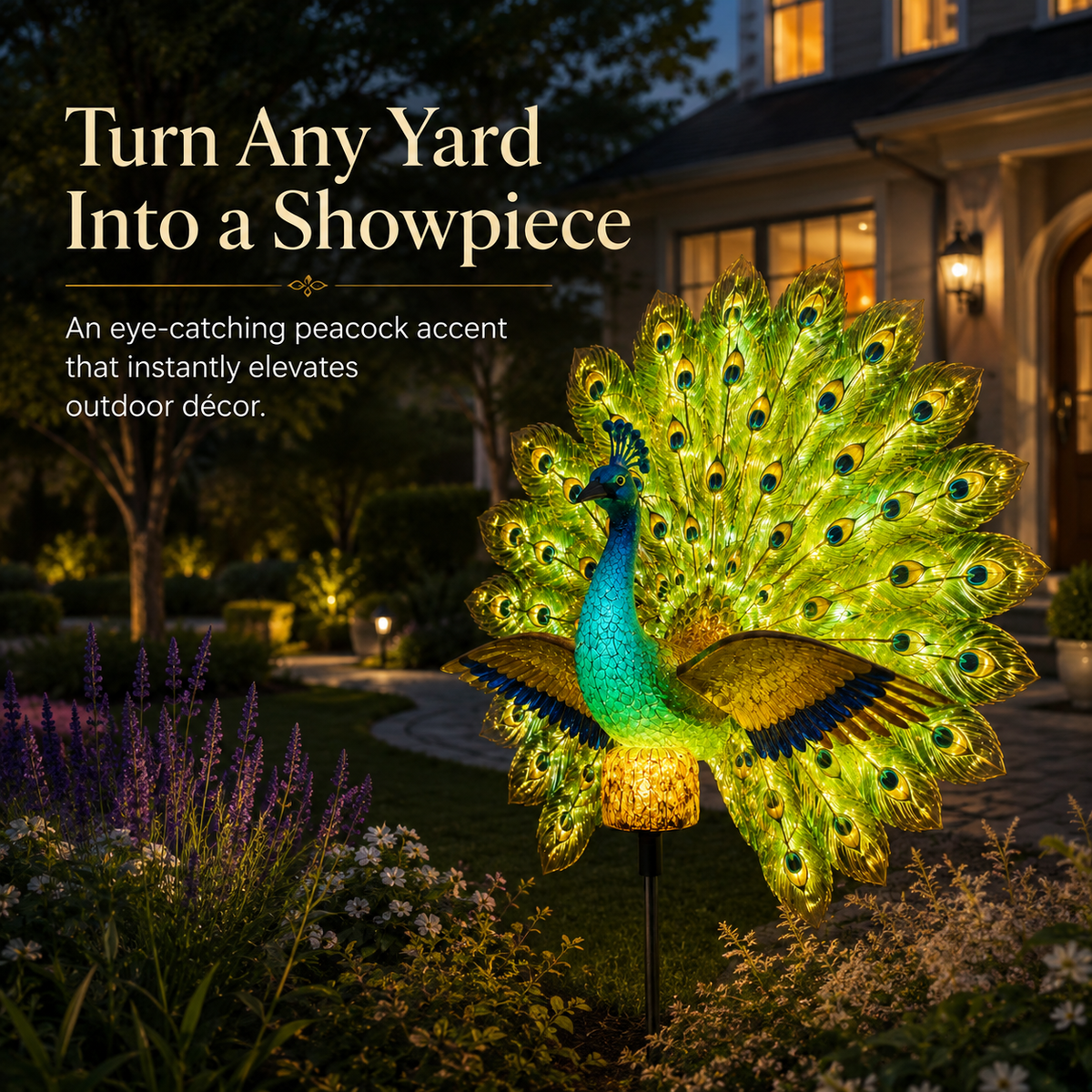 🦚✨Solar Peacock Garden Sculpture