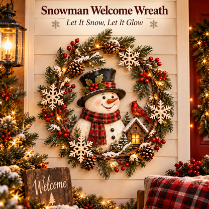 🎄 Christmas Woodland Wreath Collection™ – Santa, Snowman & Deer Holiday Wall Decor