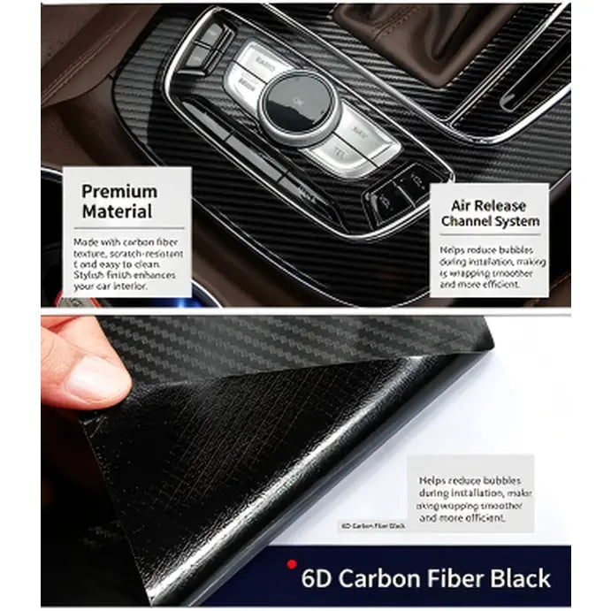 🚗 6D Gloss Carbon Fiber Vinyl Wrap – Peel, Stick & Upgrade Your Car’s Look