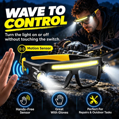🔦 Rechargeable LED Light Glasses – Hands-Free, Wave Sensor & 5 Lighting Modes