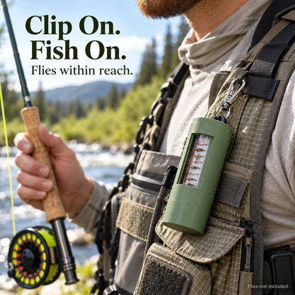 🎣 Wearable Fly Box | One-Hand Access, Clear View & Up to 40 Flies