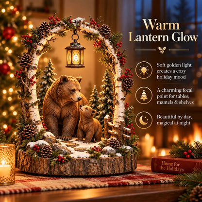🔥LAST DAY 50% OFF - 🐻Woodland Bear Family Lantern – Lighted Christmas Forest Tabletop Decor 🎄
