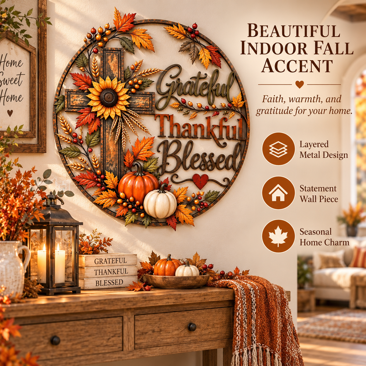 🍂 Grateful • Thankful • Blessed™ Fall Faith Wall Decor ✝️🌻