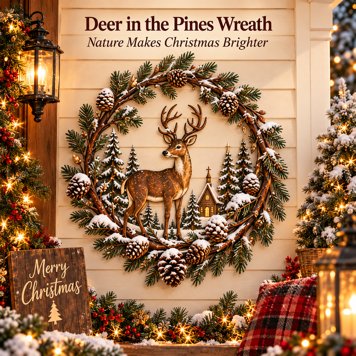 🎄 Christmas Woodland Wreath Collection™ – Santa, Snowman & Deer Holiday Wall Decor