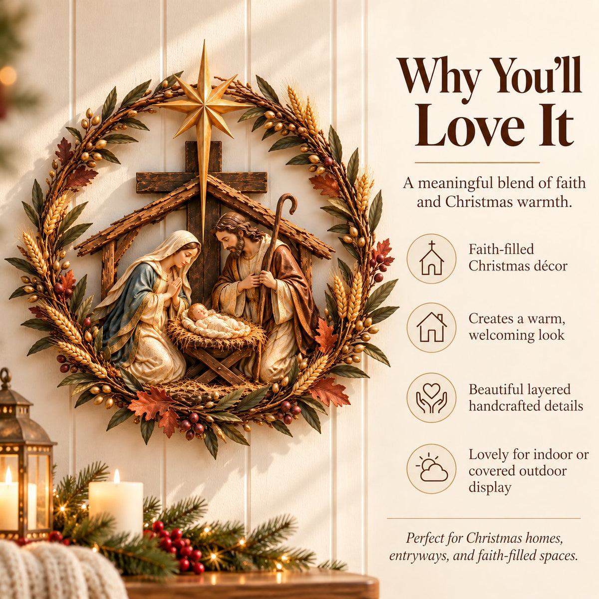🔥LAST DAY 50% OFF - ✝️🍂 Autumn Cross & Pumpkin Harvest Metal Wall Decor