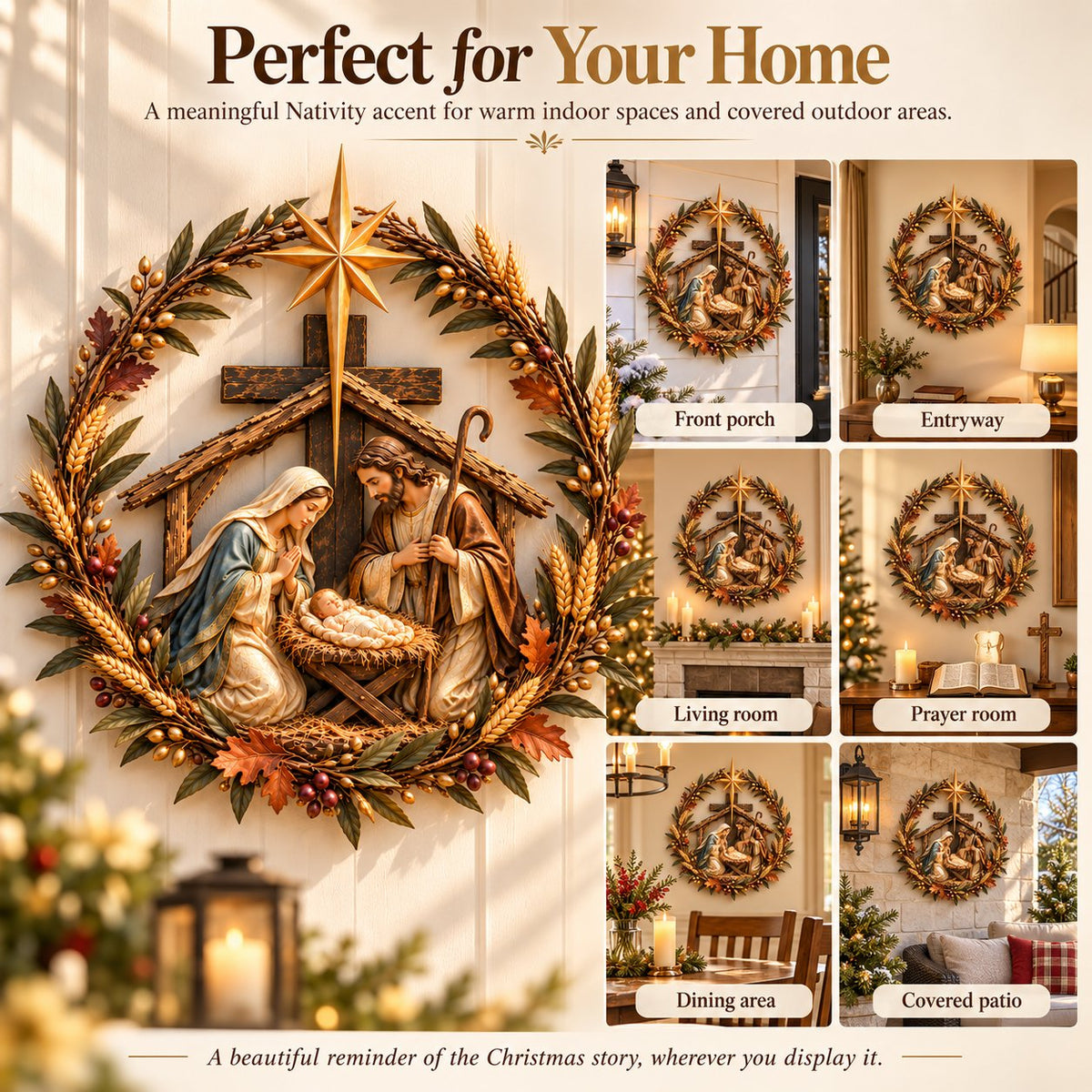 🔥LAST DAY 50% OFF - ✝️🍂 Autumn Cross & Pumpkin Harvest Metal Wall Decor