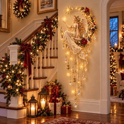 🔥 Last Day 60% OFF –Angel’s Moonlit Starfall™ – Lighted Christmas Angel Wall Decor