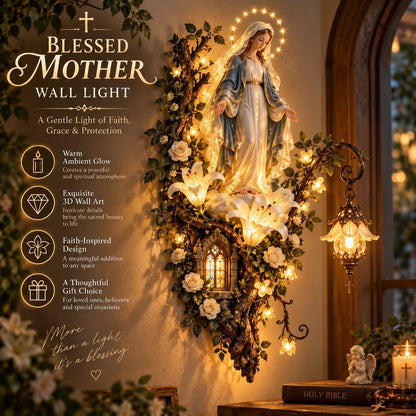 🏡HOT SALE🔥🙏 Blessed Mother Lighted Wall Décor | Virgin Mary 3D Religious Wall Art with Warm Ambient Glow