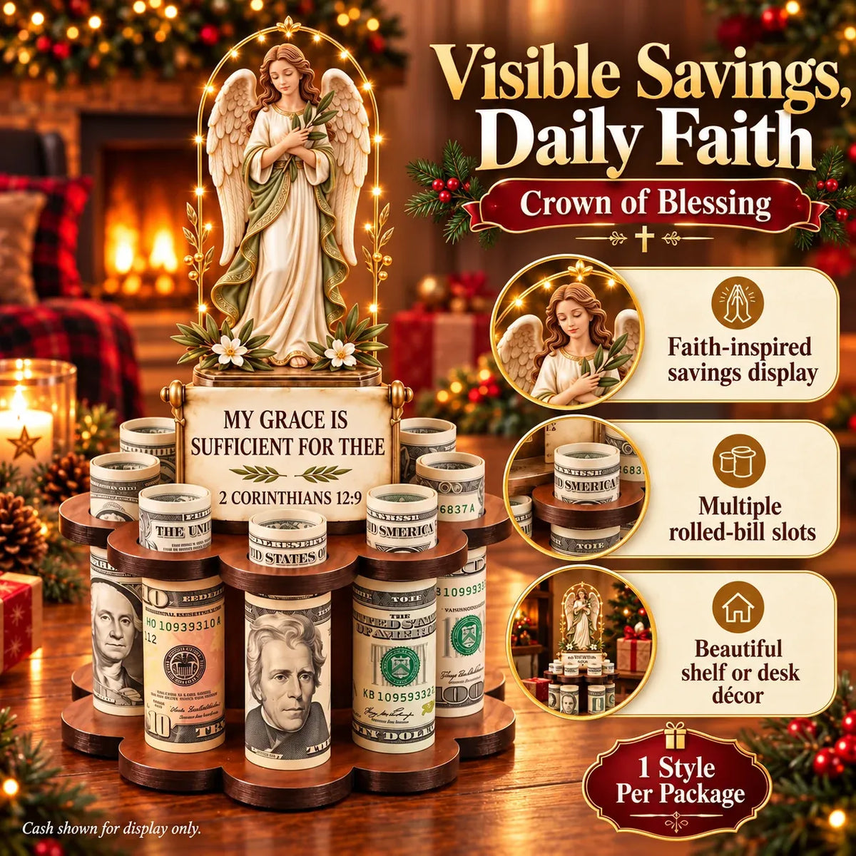 🙏 Bible Verse Savings Challenge Stand – Christian Cash Organizer & Faith-Inspired Gift