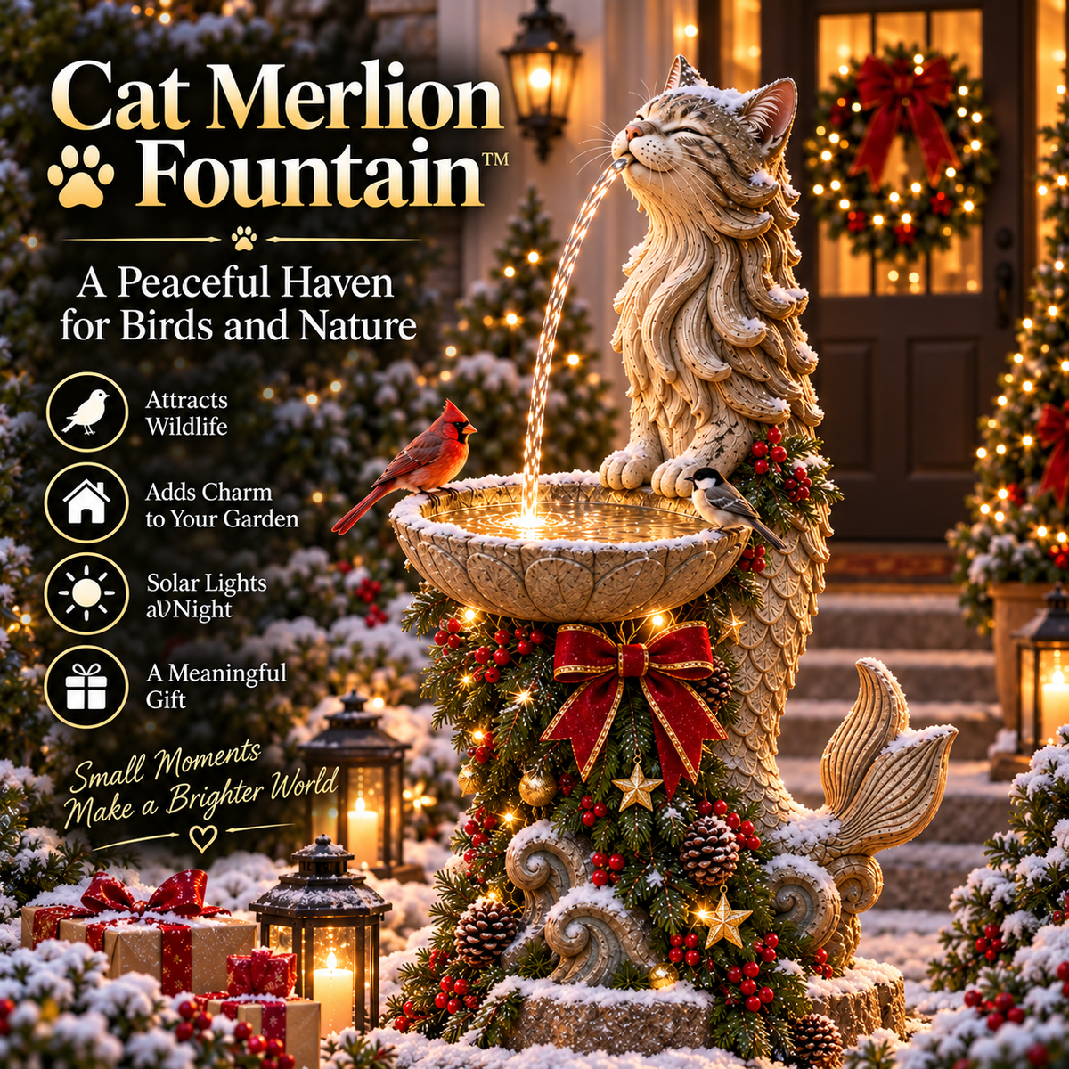 🐱 Cat Merlion Fountain™ - A Peaceful Haven for Birds and Nature🐦💧