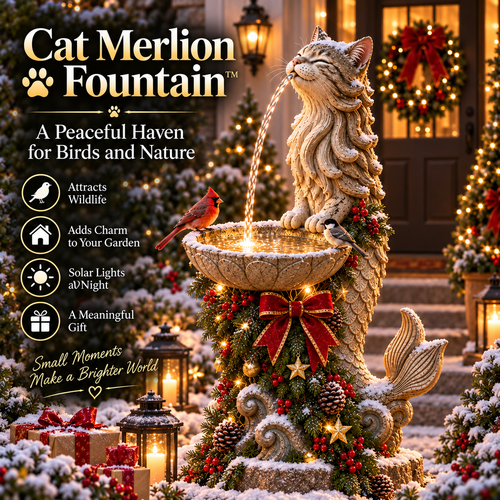 🐱 Cat Merlion Fountain™ - A Peaceful Haven for Birds and Nature🐦💧