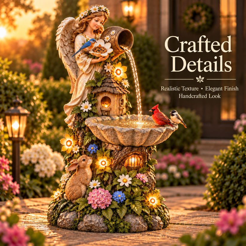 Angel's Garden Blessing solar bird bath fountain
