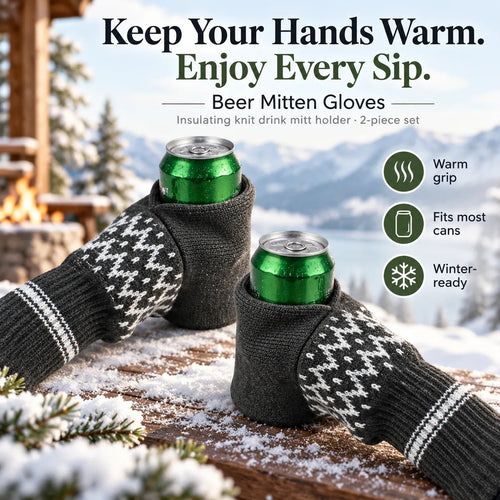🎁Beer Mitten Gloves – Insulated Knit Drink Holder, 2PCS Set