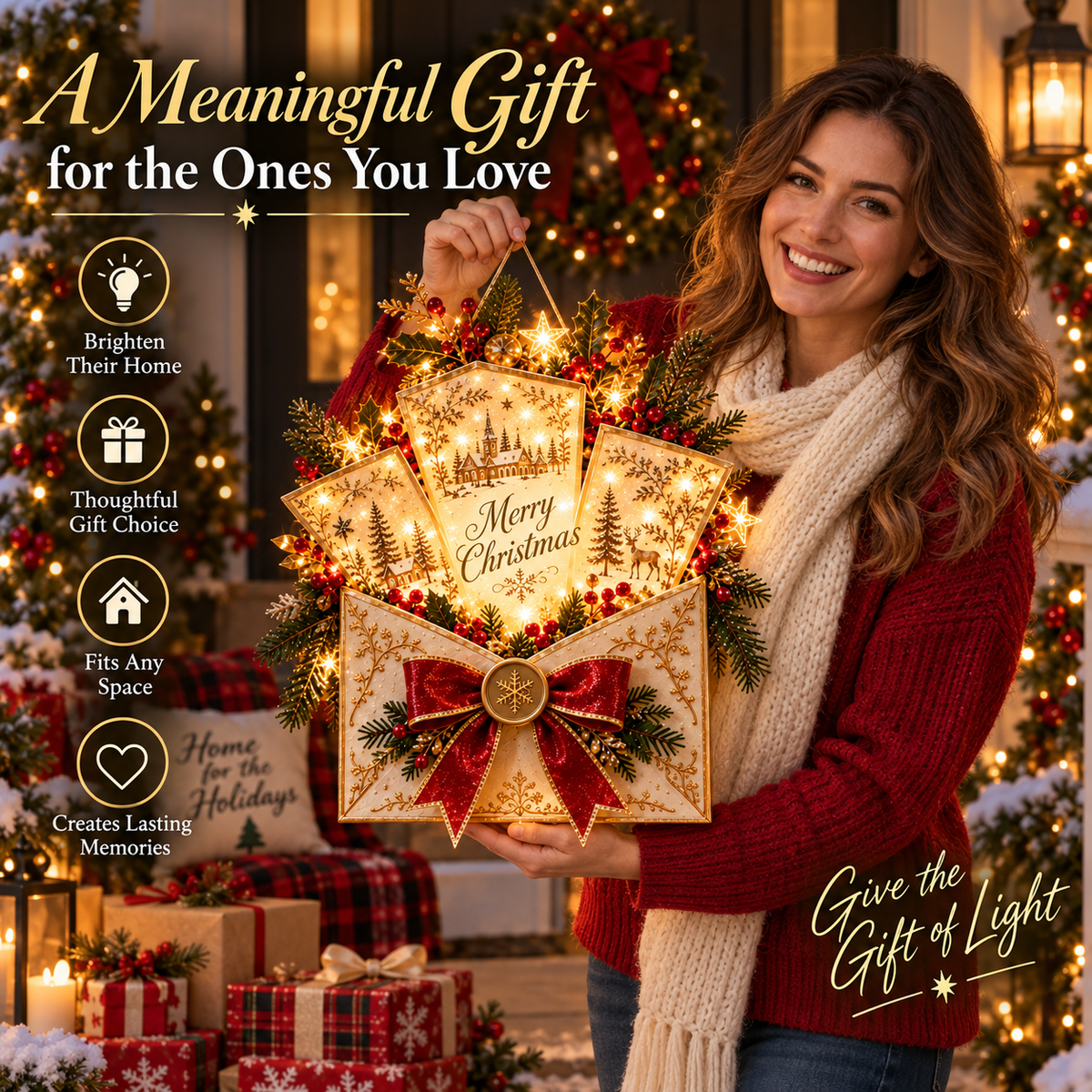 🎄 Christmas Wishes™ DIY Lighted Envelope Wall Decor ✨