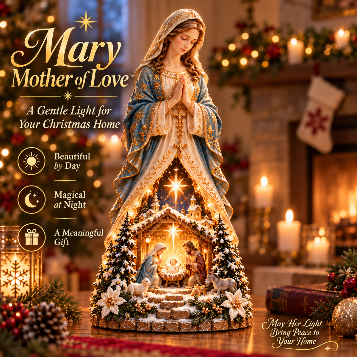 Mary Mother of Love Lighted Nativity Christmas Decor
