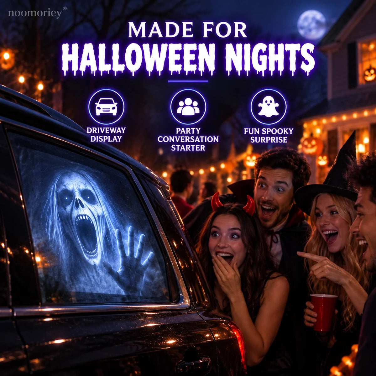 🎃 Halloween Window Projector ✨ 16 Spooky Movies – USB-Powered Halloween Decoration