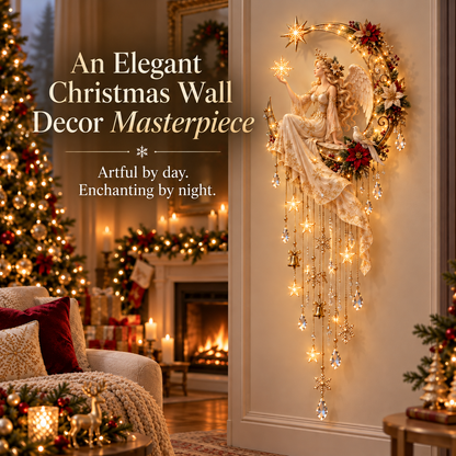 🔥 Last Day 60% OFF –Angel’s Moonlit Starfall™ – Lighted Christmas Angel Wall Decor