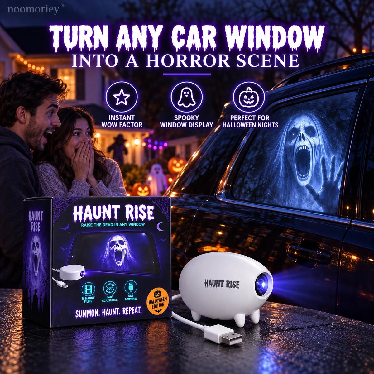 🎃 Halloween Window Projector ✨ 16 Spooky Movies – USB-Powered Halloween Decoration
