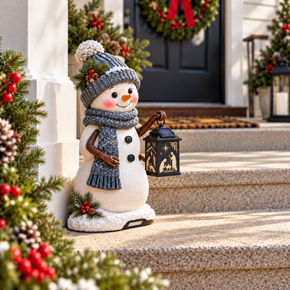 ⛄ Last Day 49% Snowman Nativity Glow™ – Solar Christmas Step Light with Holy Family Projection