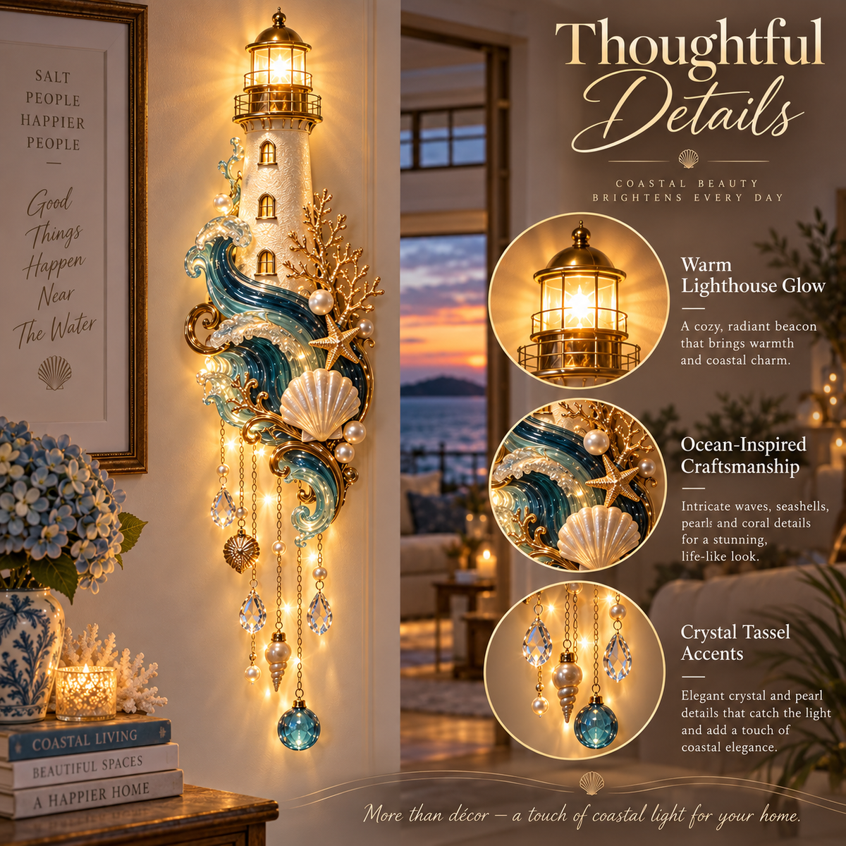 Lighthouse Tide Wall Light thoughtful details