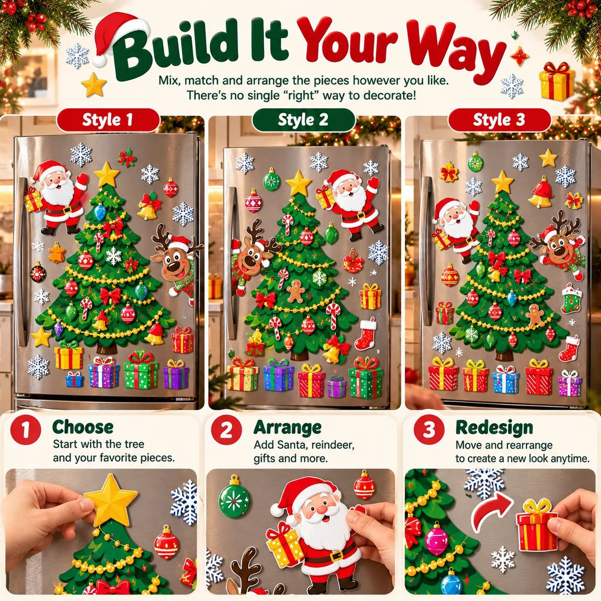 ⏳ Last Day 49% OFF – 🎄DIY Magnetic Christmas Fridge Decor | Reusable Tree & Holiday Magnets for Family Fun 🧲