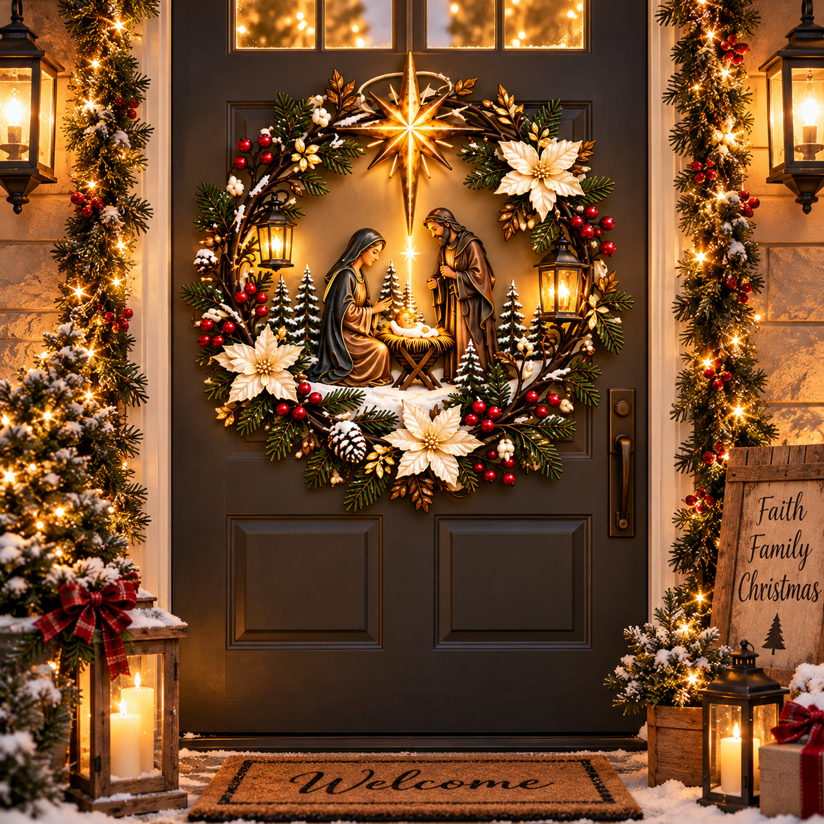 ✝️ Faith & Blessing Christmas Wreath Collection™ – Nativity, Angel & Cardinal Holiday Wall Decor