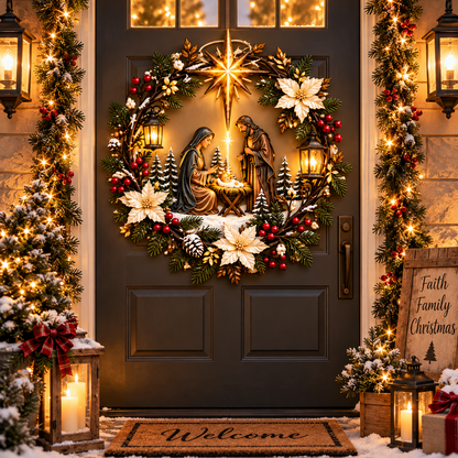 ✝️ Faith & Blessing Christmas Wreath Collection™ – Nativity, Angel & Cardinal Holiday Wall Decor