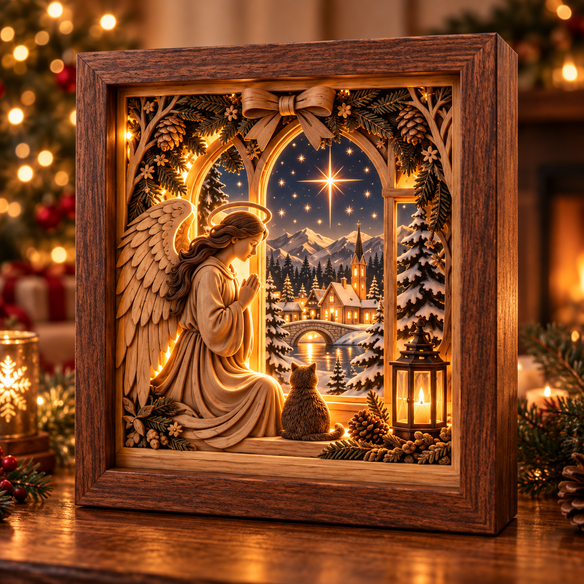 Guardian Angel Christmas light box style