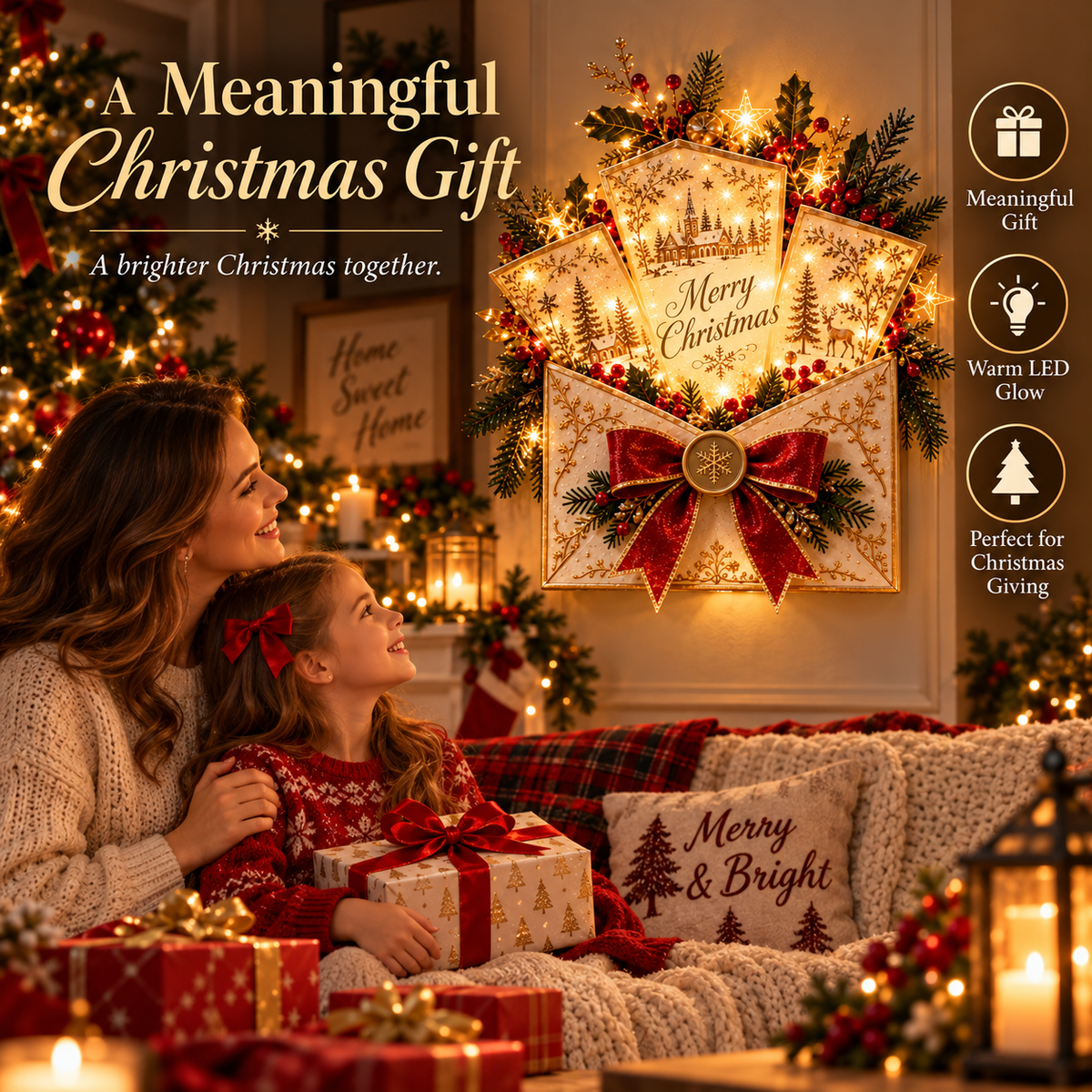 🎄 Christmas Wishes™ DIY Lighted Envelope Wall Decor ✨